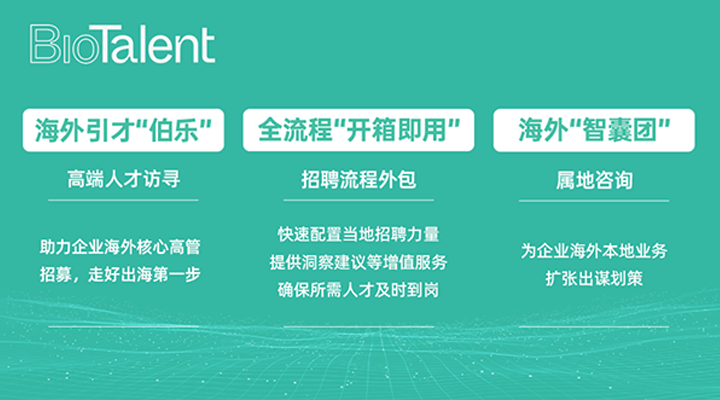 猎头公司太阳成集团tyc234cc官网国际的海外分支团队BioTalent专注于生命健康领域的人才服务